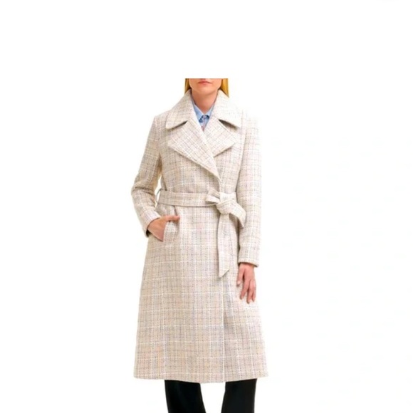 Karl Lagerfeld Jackets & Blazers - Karl Lagerfeld Cream Plaid Pea Coat